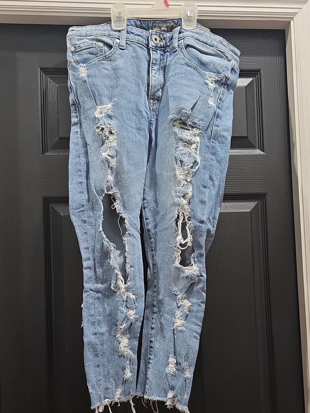Women’s Distressed Light Blue Straight Jeans
